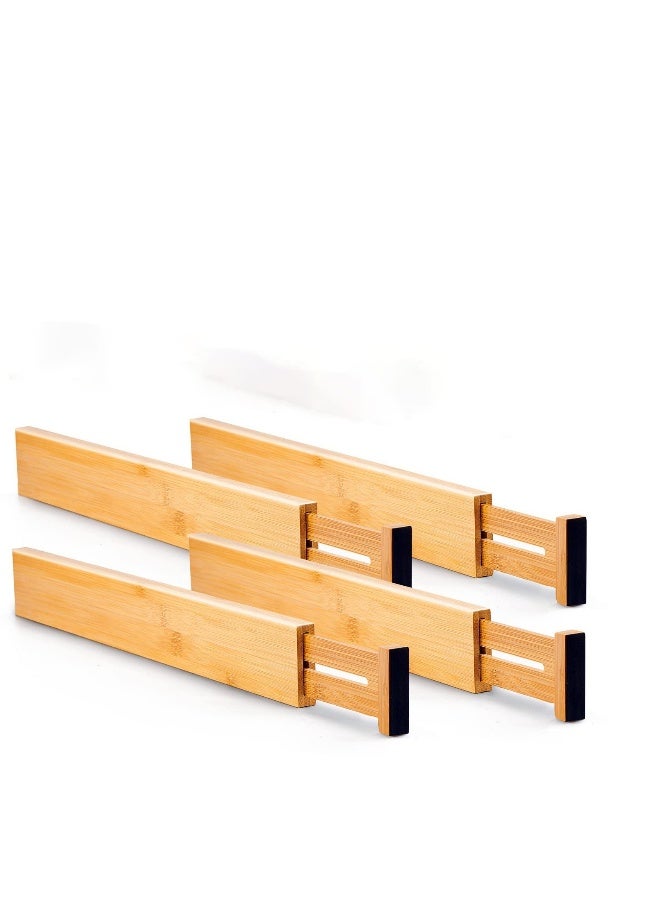 Bamboo Kitchen Drawer Dividers (42.7-55.4 cm), Adjustable Drawer Organisers, Spring Loaded Kitchen Utensil Drawer Organiser,Drawer Divider (4 Pack), Clothes,Bathroom,Baby Drawer - Image 2